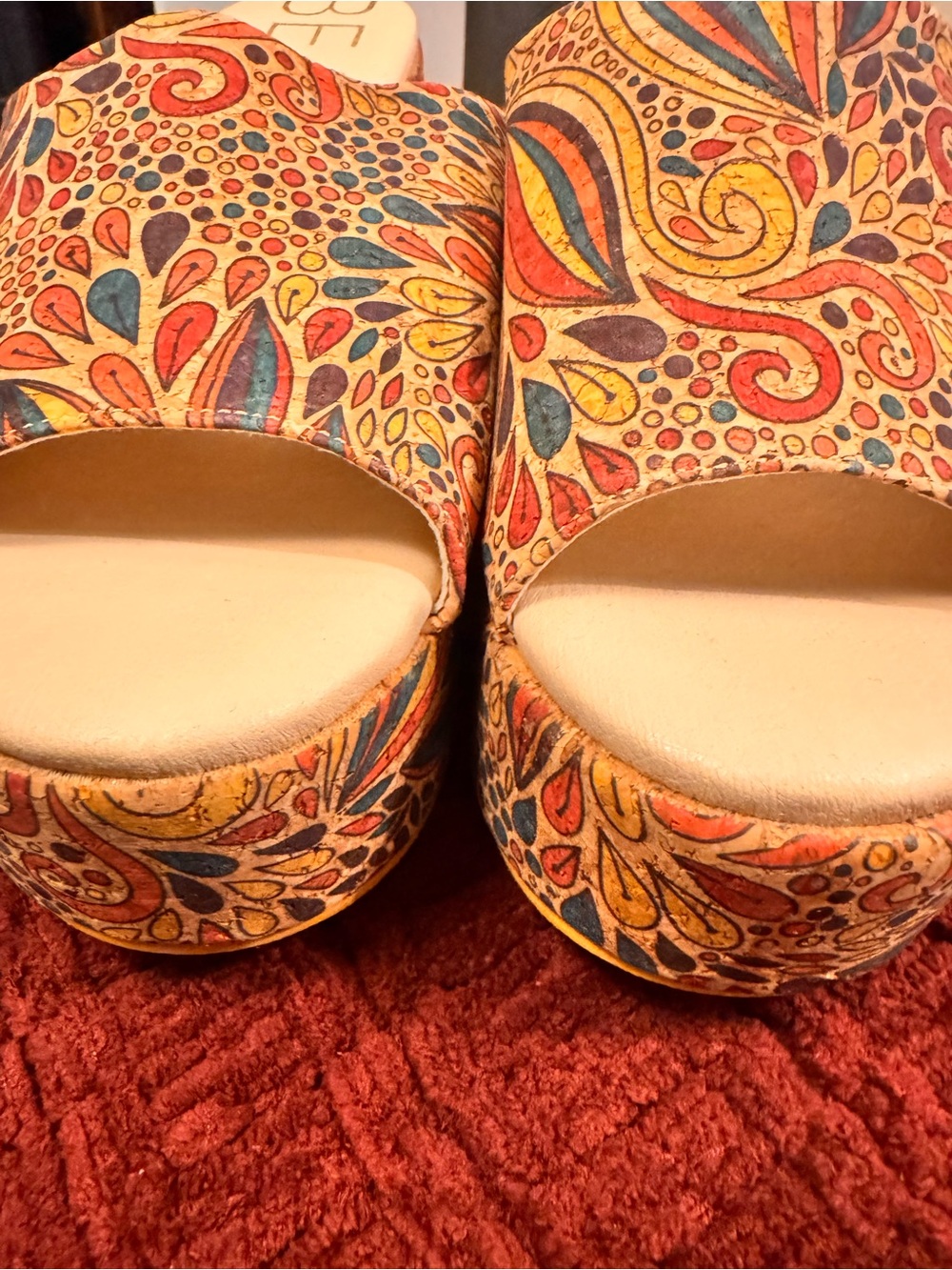 Patterned Multicolor Platform Slide Sandals - Picture 4 of 7